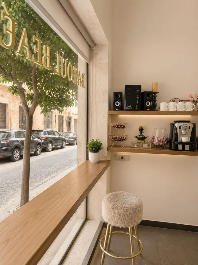 Window coffee nook overlooking Monnot Street